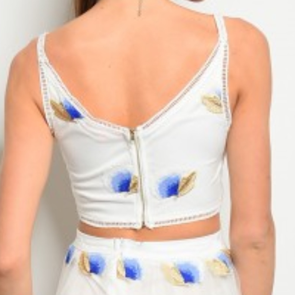 Falling Blue Ginkgo Leaf Embroidered Skirt Set!<3 - Picture 5 of 6